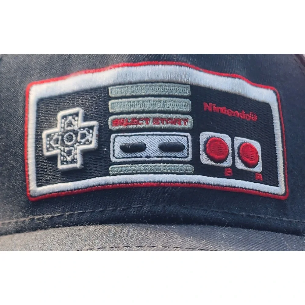 Vintage Nintendo NES Controller Black Red Flex Hat One Size